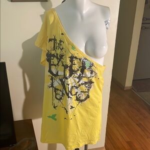Rocawear Plus Size Yellow Graphic Off-Shoulder T-Shirt